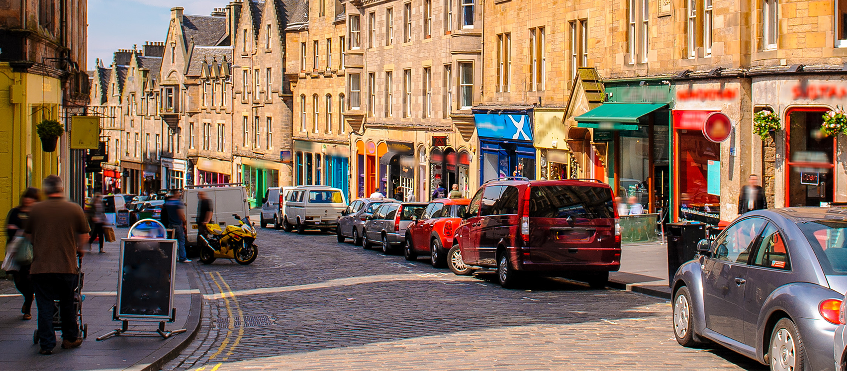 Street view of Edinburgh, Scotland, UK